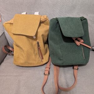 Yellow Canvas and Green Corduroy Mini /Small Backpacks